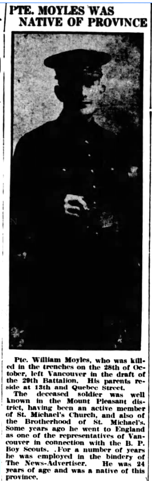 Newspaper clipping– From the Vancouver World newspaper c.1915. Submitted for the project Operation Picture Me