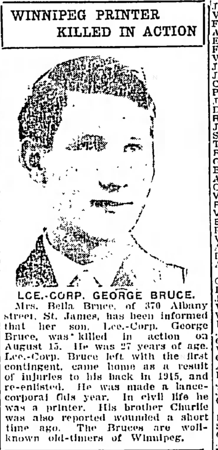 Newspaper clipping– From the Manitoba Free Press newspaper c.1917. Submitted for the project Operation Picture Me