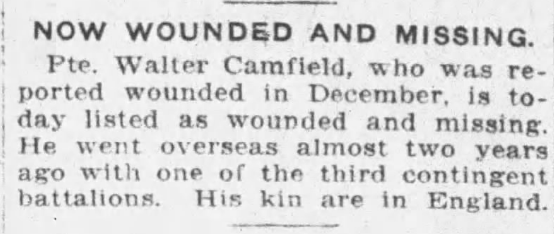Newspaper clipping– From the Toronto Star Weekly c.1917. Submitted for the project Operation Picture Me