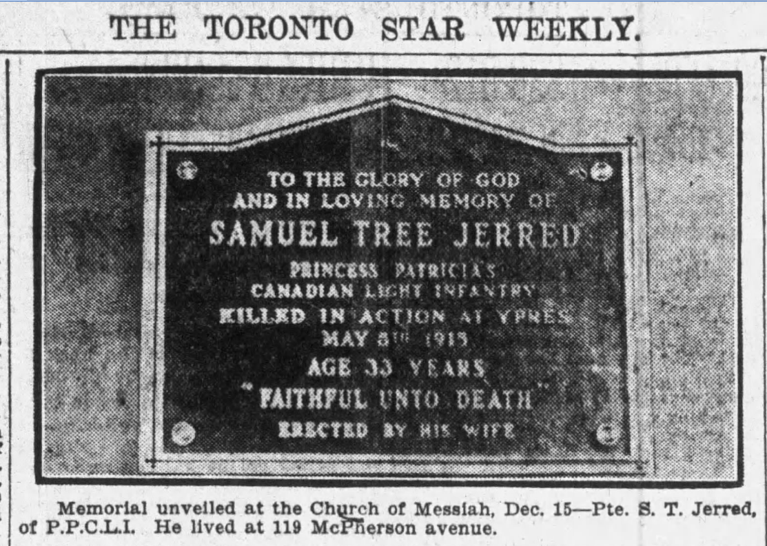Newspaper clipping– From the Toronto Star Weekly c.1918. Submitted for the project Operation Picture Me
