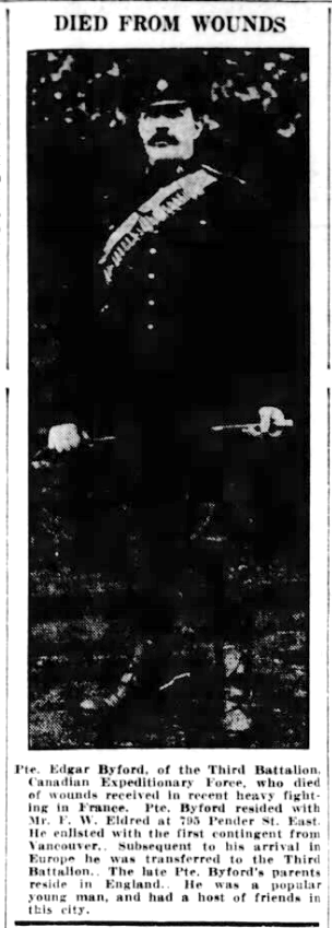 Newspaper clipping– From the Vancouver World newspaper c.1915. Submitted for the project Operation Picture Me