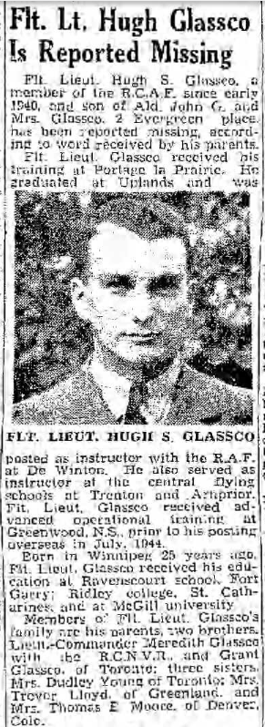 Newspaper clipping– From the Winnipeg Free Press 1945. Submitted for the project Operation Picture Me