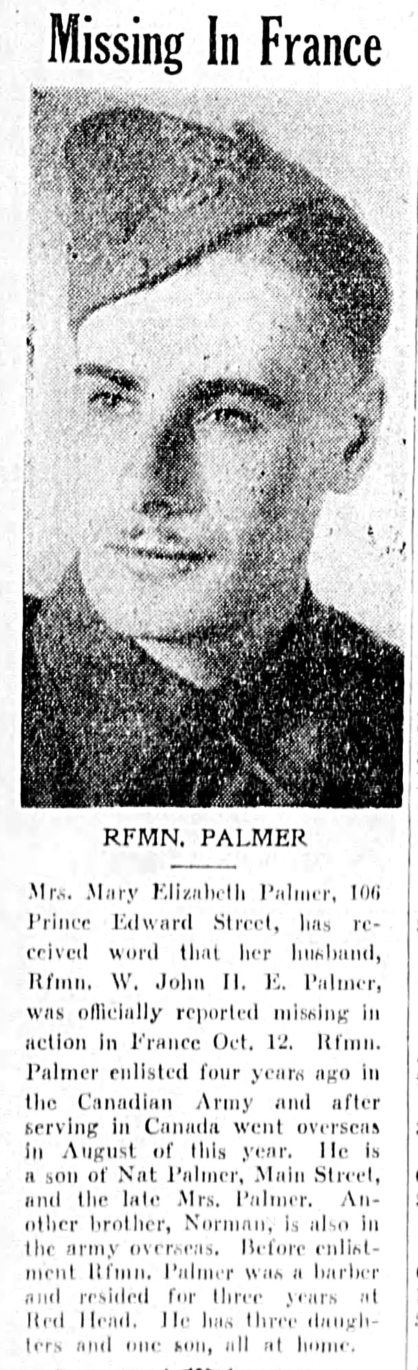 Newspaper clipping– From the Saint John (New Brunswick) Times Daily newspaper c.1944. Submitted for the project Operation Picture Me