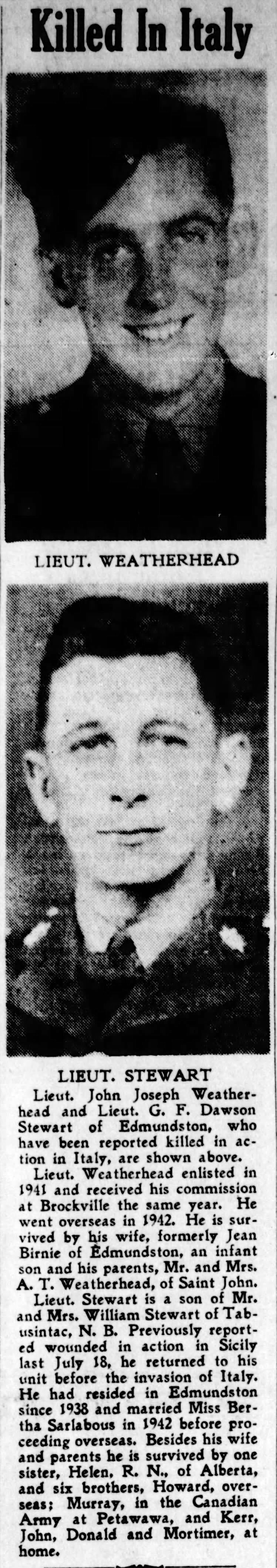 Newspaper clipping– From the Saint John (New Brunswick) Telegraph Journal newspaper c.1943. Submitted for the project Operation Picture Me