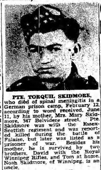 Newspaper clipping– From the Winnipeg Free Press 1945. Submitted for the project Operation Picture Me