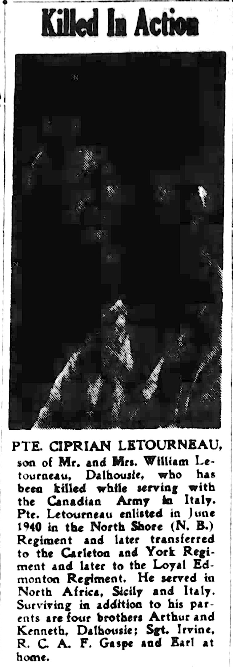 Newspaper clipping– From the Saint John (New Brunswick) Telegraph Journal c.1944. Submitted for the project Operation Picture Me