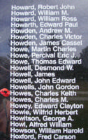 Memorial&ndash; Pilot Officer Charles Keith Howes is also commemorated on the Bomber Command Memorial Wall in Nanton, AB … photo courtesy of Marg Liessens
