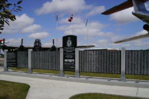Memorial&ndash; Pilot Officer Charles Keith Howes is also commemorated on the Bomber Command Memorial Wall in Nanton, AB … photo courtesy of Marg Liessens
