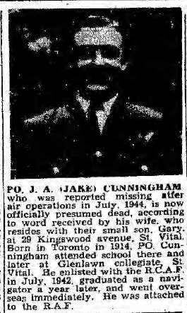Newspaper clipping– From the Winnipeg Free Press 1945. Submitted for the project Operation Picture Me