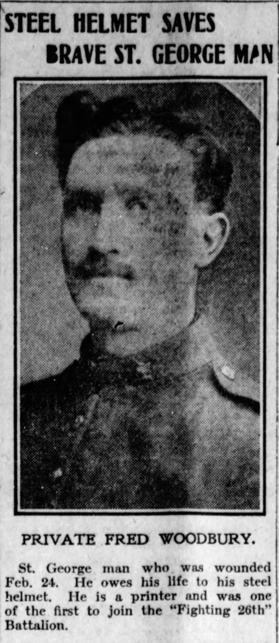 Newspaper clipping– From the Saint John (New Brunswick) Daily Telegraph newspaper c.1916. Submitted for the project Operation Picture Me