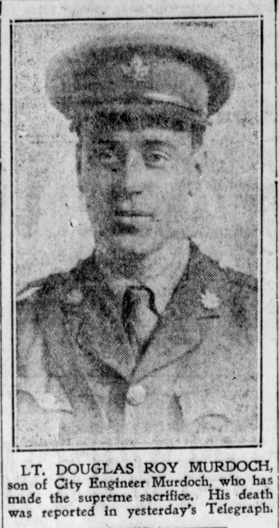 Newspaper clipping– From the Saint John (New Brunswick) Daily Telegraph newspaper c.1917. Submitted for the project Operation Picture Me