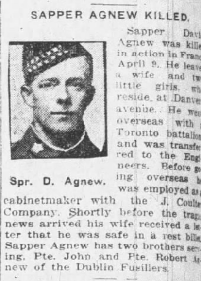 Newspaper clipping– From the Toronto Star Weekly c.1917. Submitted for the project Operation Picture Me