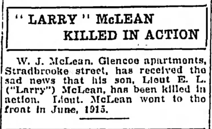 Newspaper clipping– From the Manitoba Free Press newspaper c.1917. Submitted for the project Operation Picture Me