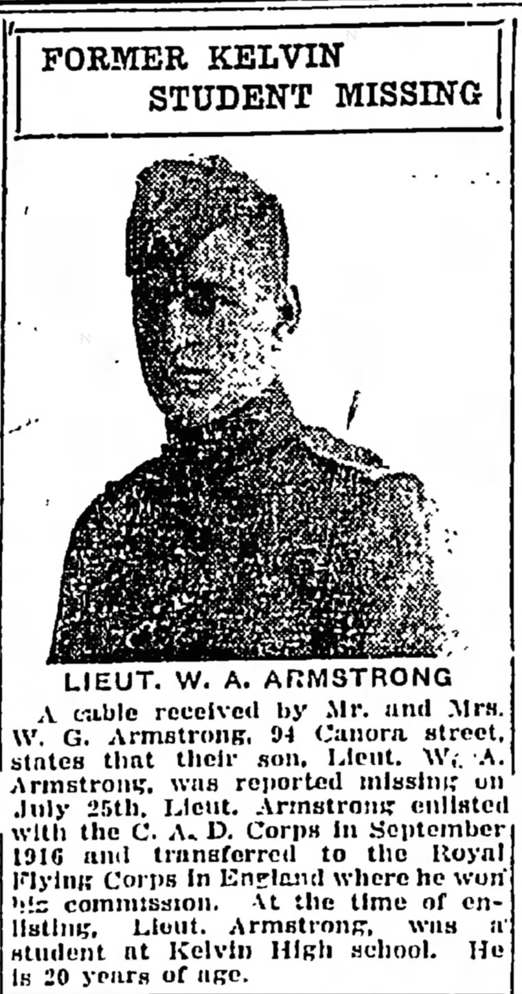 Newspaper clipping– From the Manitoba Free Press newspaper c.1918. Submitted for the project Operation Picture Me